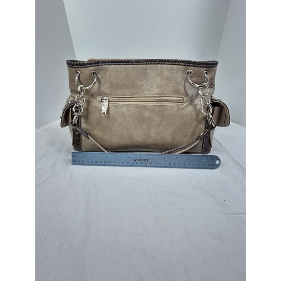 Fleur De Lis Rhinestone Leather Purse Embossed Tan Brown Shoulder Bag Western - Picture 7 of 16